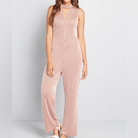 ModCloth Jumpsuit Sz Small For The Bliss Of It Striped Flare Retro Pinup Cut Out - Picture 3 of 12